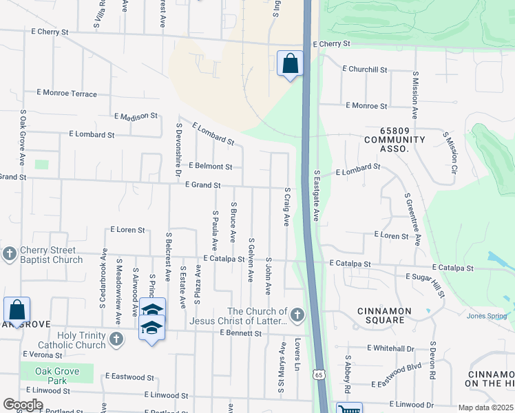 map of restaurants, bars, coffee shops, grocery stores, and more near 1042 South Gelven Avenue in Springfield