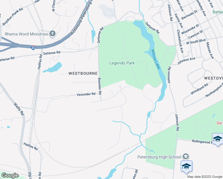 map of restaurants, bars, coffee shops, grocery stores, and more near 201 Layne Circle in Petersburg