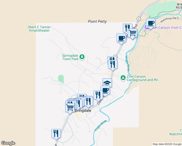 map of restaurants, bars, coffee shops, grocery stores, and more near 107 Trapper Circle in Springdale