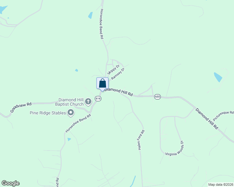 map of restaurants, bars, coffee shops, grocery stores, and more near 1040 Hales Ford Road in Moneta