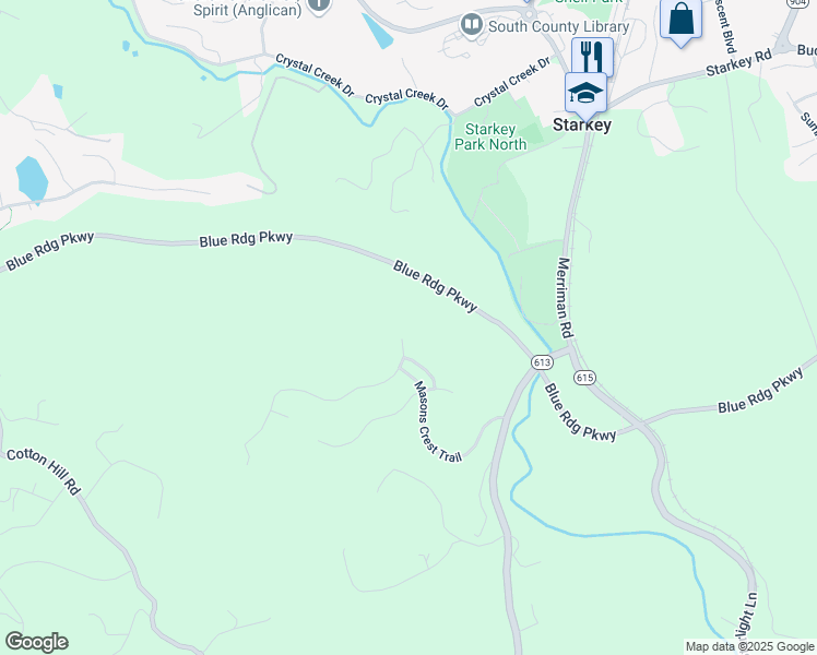 map of restaurants, bars, coffee shops, grocery stores, and more near 7133 Linn Cove Court in Roanoke