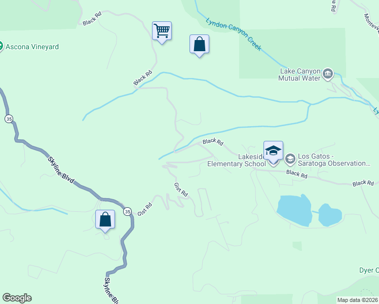 map of restaurants, bars, coffee shops, grocery stores, and more near 20085 Gist Road in Los Gatos