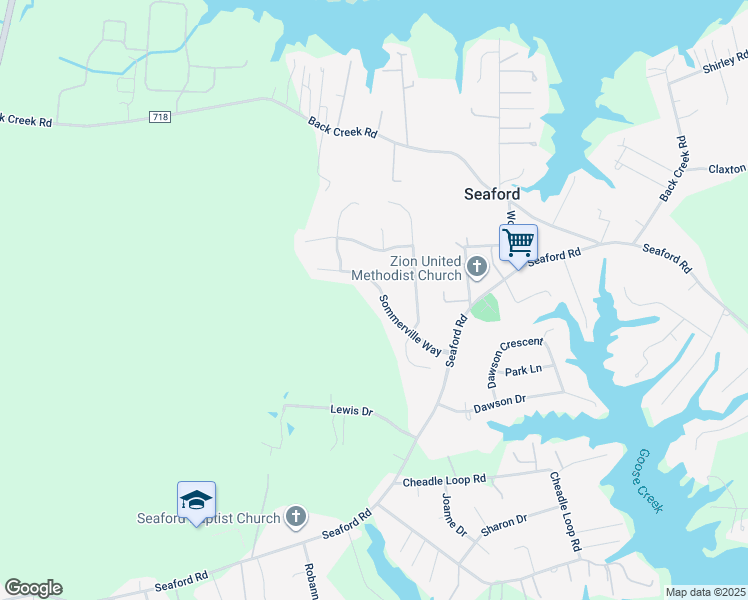 map of restaurants, bars, coffee shops, grocery stores, and more near 211 Sommerville Way in Seaford