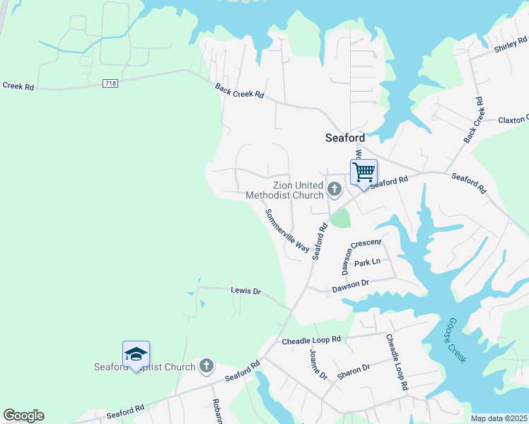 map of restaurants, bars, coffee shops, grocery stores, and more near 211 Sommerville Way in Seaford