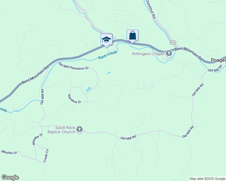 map of restaurants, bars, coffee shops, grocery stores, and more near 7656 Nandina Drive in Roanoke