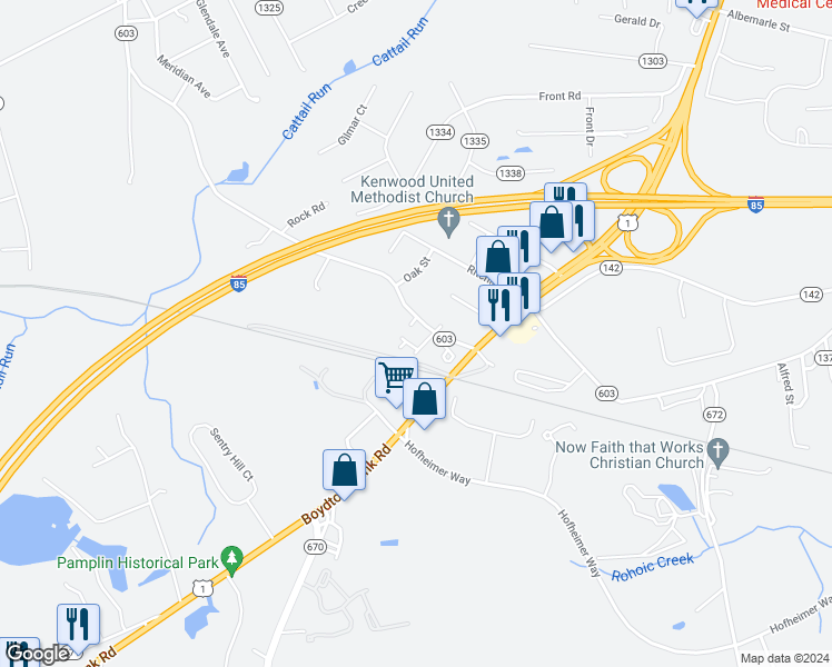 map of restaurants, bars, coffee shops, grocery stores, and more near 2511 Sterling Road in Petersburg