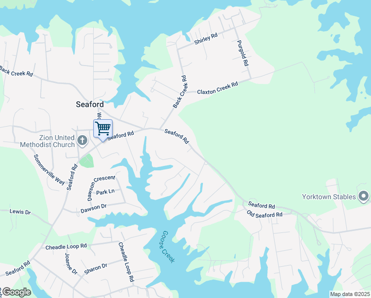 map of restaurants, bars, coffee shops, grocery stores, and more near 2712 Seaford Road in Seaford