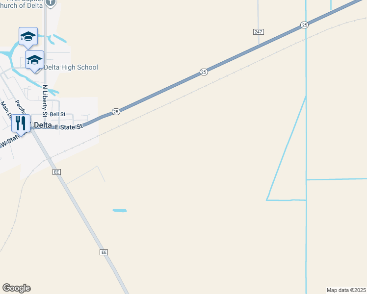 map of restaurants, bars, coffee shops, grocery stores, and more near in Delta