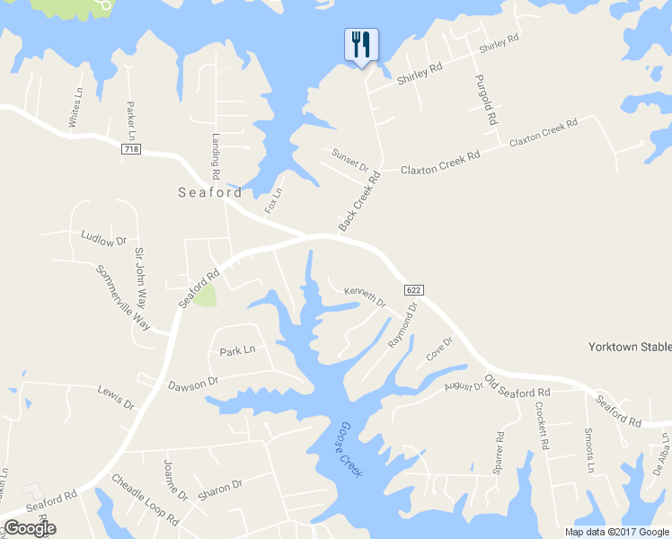 map of restaurants, bars, coffee shops, grocery stores, and more near 120 Kenneth Drive in Seaford