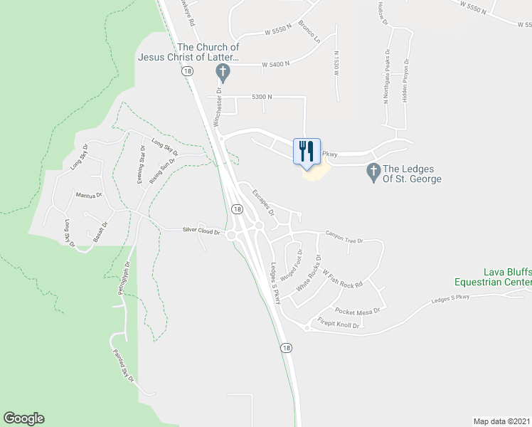 map of restaurants, bars, coffee shops, grocery stores, and more near 4981 Escapes Drive in St. George