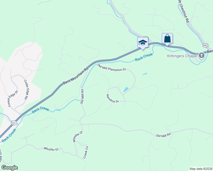 map of restaurants, bars, coffee shops, grocery stores, and more near 7249 Nadina Drive in Roanoke