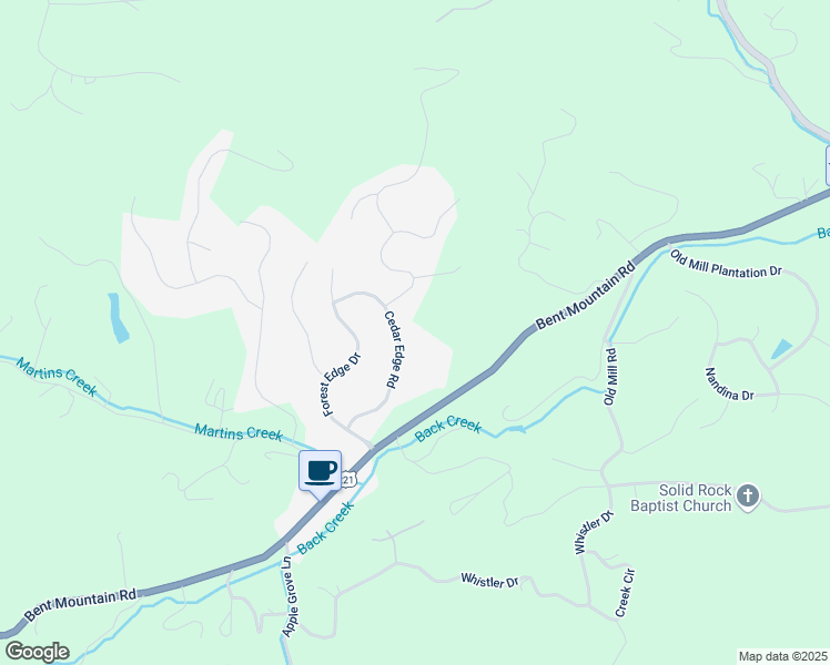 map of restaurants, bars, coffee shops, grocery stores, and more near 7901 Cedar Edge Road in Roanoke