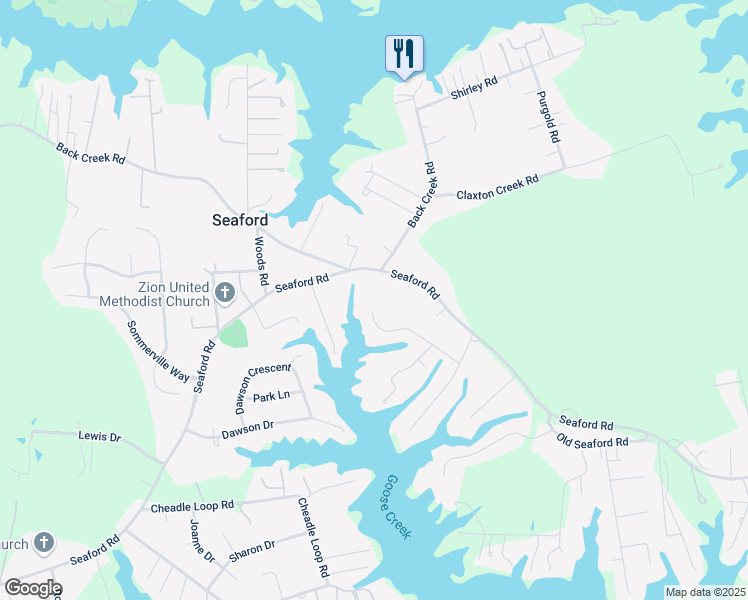 map of restaurants, bars, coffee shops, grocery stores, and more near 120 Kenneth Drive in Seaford