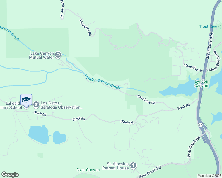 map of restaurants, bars, coffee shops, grocery stores, and more near 19150 Beardsley Road in Los Gatos