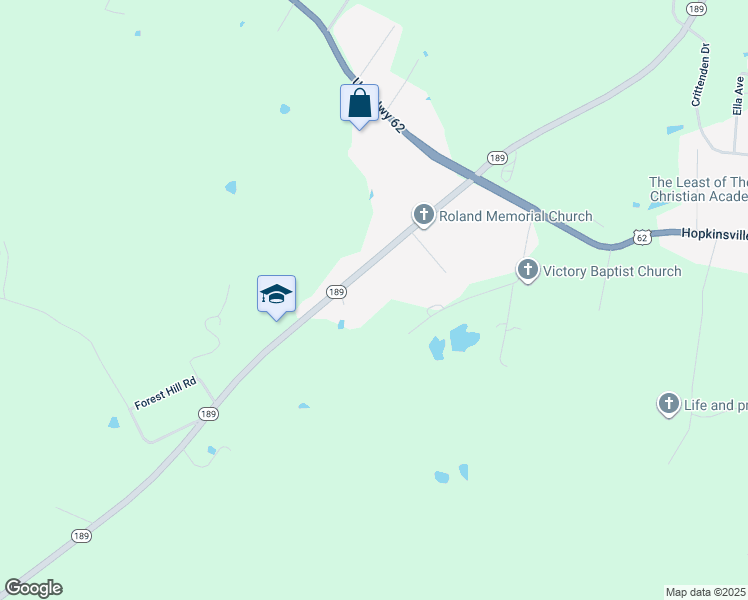 map of restaurants, bars, coffee shops, grocery stores, and more near 390 Highway 189 in Greenville