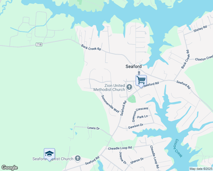 map of restaurants, bars, coffee shops, grocery stores, and more near 103 Ludlow Drive in Seaford