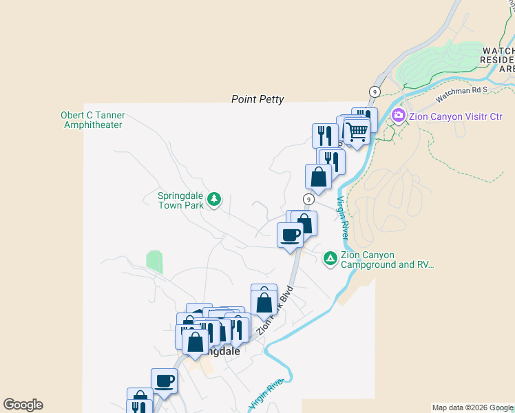 map of restaurants, bars, coffee shops, grocery stores, and more near 203 Stone Mountain Drive in Hurricane