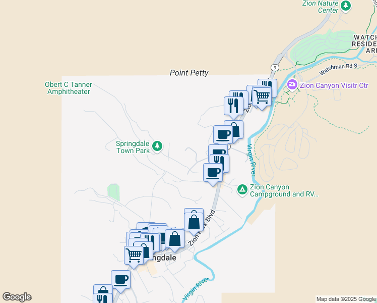 map of restaurants, bars, coffee shops, grocery stores, and more near 88 Stone Mountain Road in Springdale