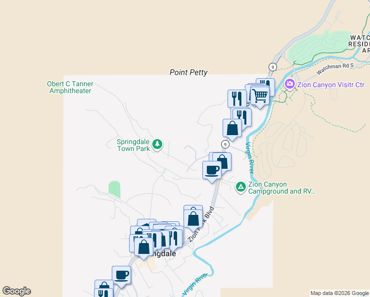 map of restaurants, bars, coffee shops, grocery stores, and more near 203 Stone Mountain Drive in Hurricane
