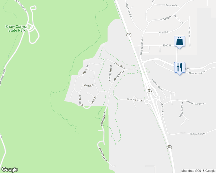 map of restaurants, bars, coffee shops, grocery stores, and more near 2086 W Rising Sun Dr in St George