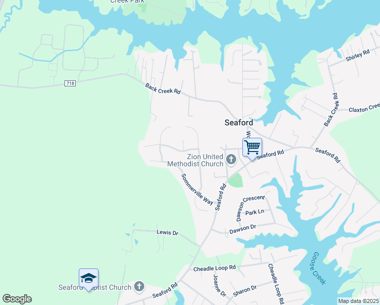 map of restaurants, bars, coffee shops, grocery stores, and more near 103 Ludlow Drive in Seaford