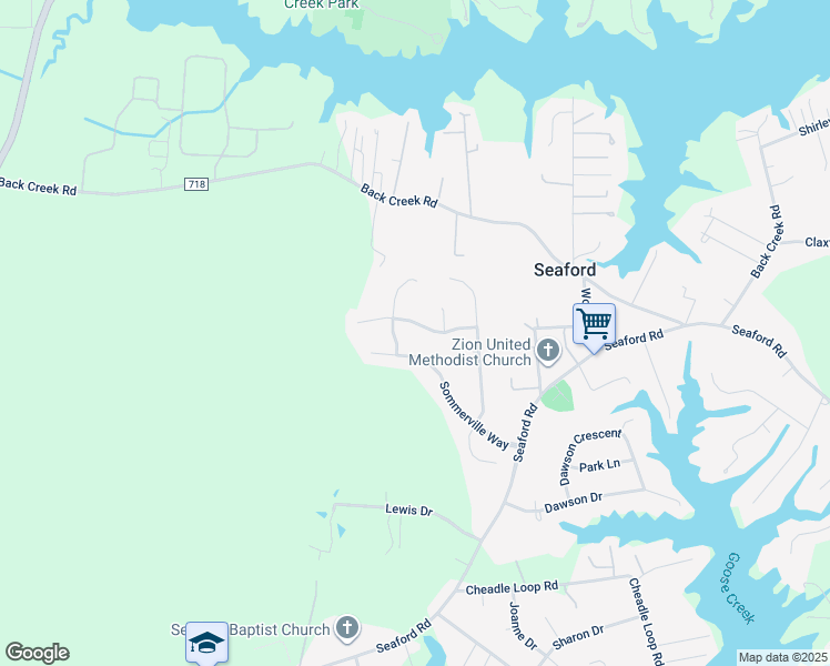 map of restaurants, bars, coffee shops, grocery stores, and more near 207 Ludlow Drive in Seaford