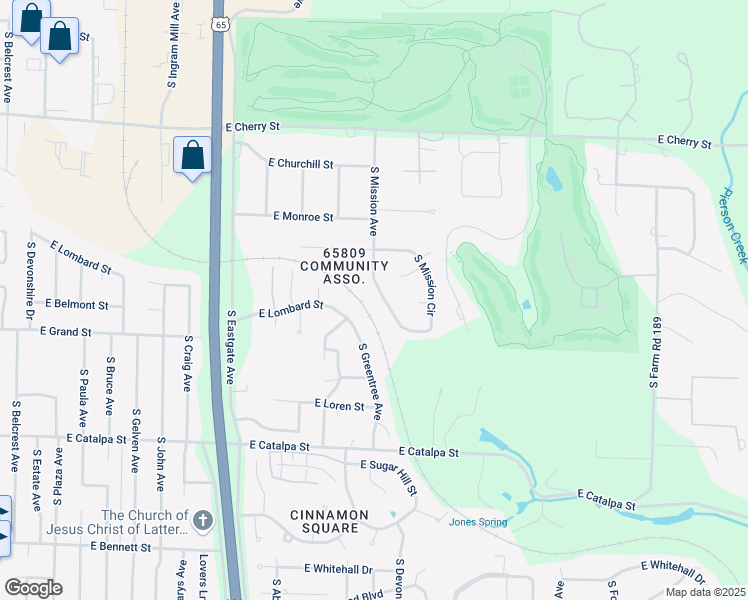map of restaurants, bars, coffee shops, grocery stores, and more near 856 South Mission Avenue in Springfield
