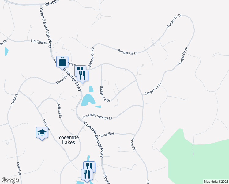 map of restaurants, bars, coffee shops, grocery stores, and more near 30840 Badger Court in Coarsegold