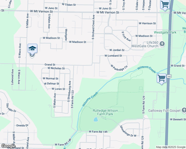 map of restaurants, bars, coffee shops, grocery stores, and more near 1037 South Elder Avenue in Springfield