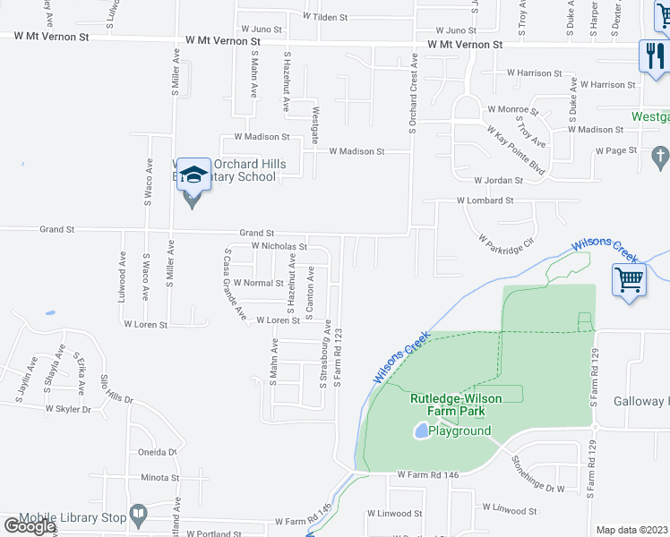 map of restaurants, bars, coffee shops, grocery stores, and more near 1062 South Strasbourg in Springfield