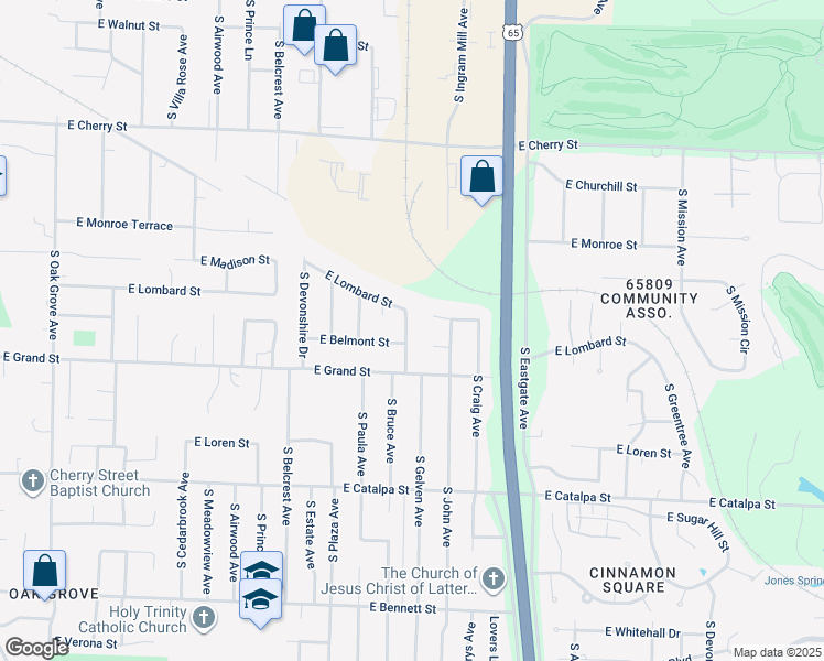 map of restaurants, bars, coffee shops, grocery stores, and more near 912 South Coachlight Avenue in Springfield