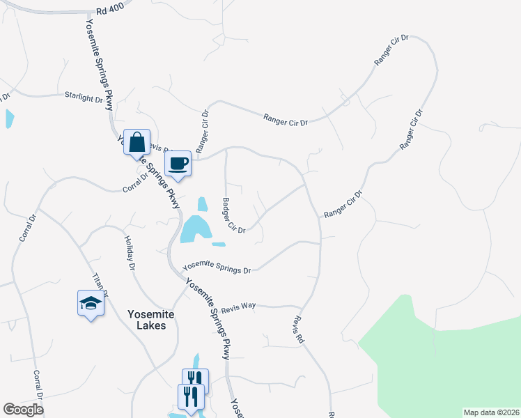 map of restaurants, bars, coffee shops, grocery stores, and more near 30840 Badger Court in Coarsegold