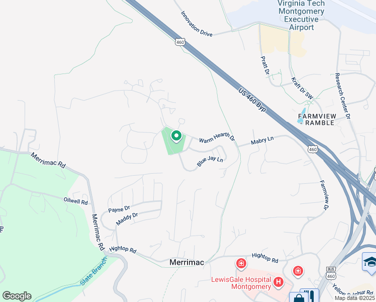 map of restaurants, bars, coffee shops, grocery stores, and more near 2026 Nuthatch Way in Blacksburg