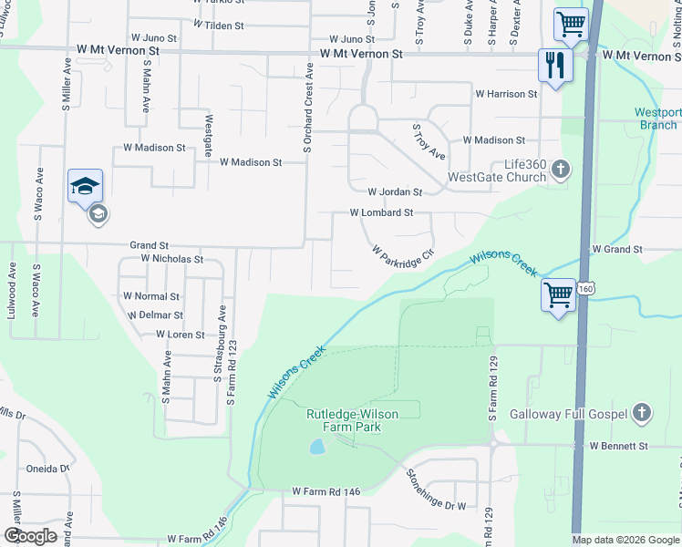 map of restaurants, bars, coffee shops, grocery stores, and more near 1026 S Timbercreek Ave in Springfield