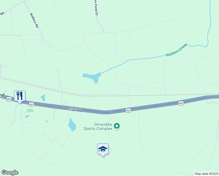 map of restaurants, bars, coffee shops, grocery stores, and more near 21010 Cox Road in Sutherland
