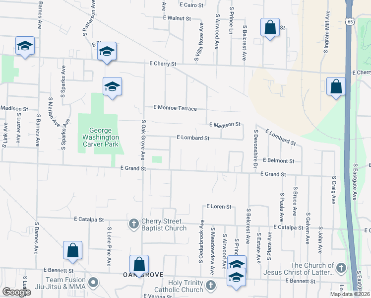 map of restaurants, bars, coffee shops, grocery stores, and more near 914 South Old Orchard Avenue in Springfield
