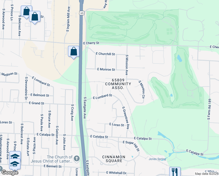 map of restaurants, bars, coffee shops, grocery stores, and more near 905 South Abbey Court in Springfield