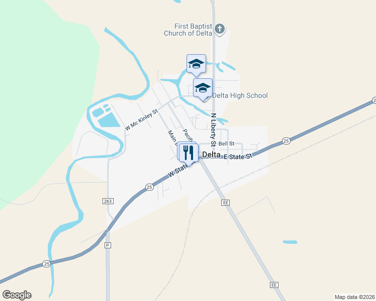 map of restaurants, bars, coffee shops, grocery stores, and more near 108 West State Street in Advance