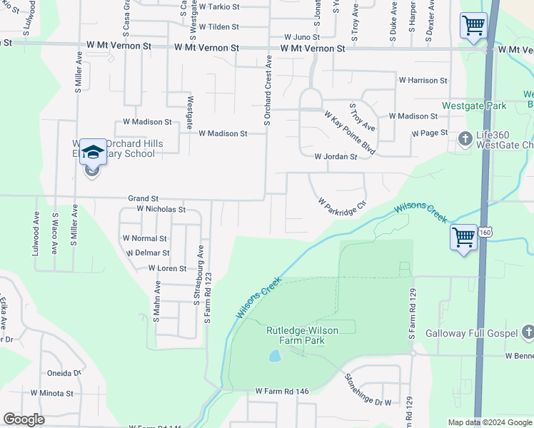 map of restaurants, bars, coffee shops, grocery stores, and more near 1037 S Elder Ave in Springfield