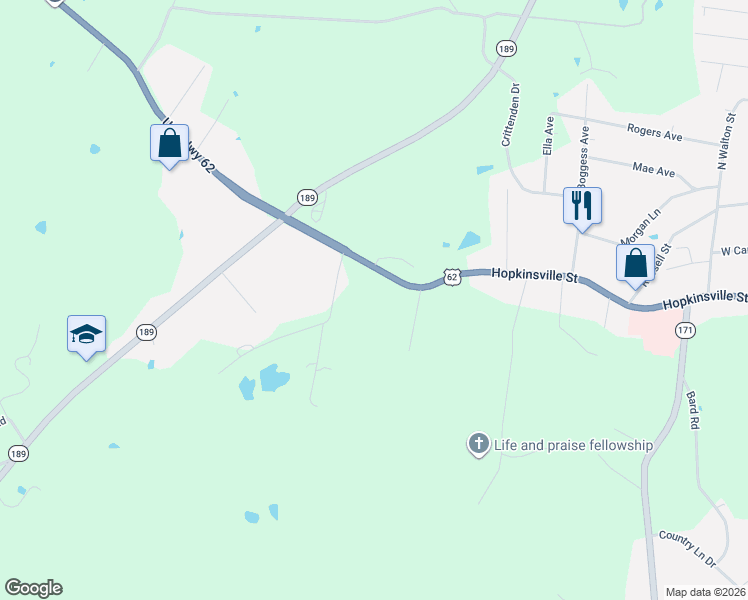 map of restaurants, bars, coffee shops, grocery stores, and more near 1420 U.S. 62 in Greenville