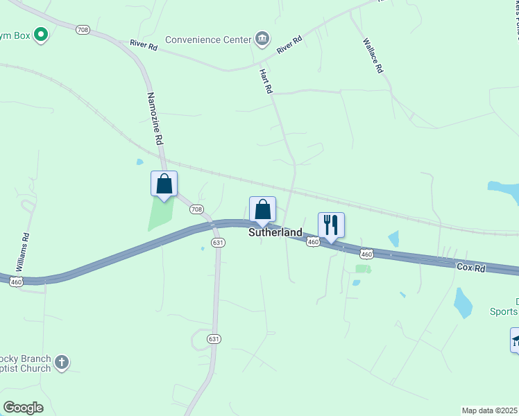 map of restaurants, bars, coffee shops, grocery stores, and more near 19904 Cox Road in Sutherland