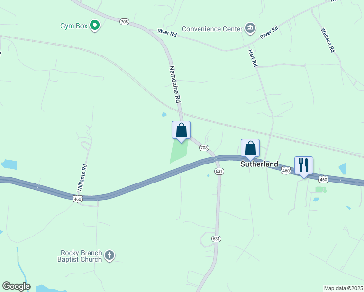 map of restaurants, bars, coffee shops, grocery stores, and more near 19621 Namozine Road in Sutherland