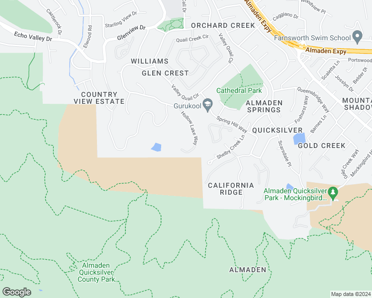 map of restaurants, bars, coffee shops, grocery stores, and more near 6979 Hollow Lake Way in San Jose