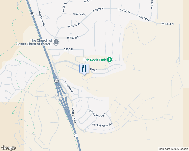 map of restaurants, bars, coffee shops, grocery stores, and more near 1515 West Shinnecock Circle in St. George