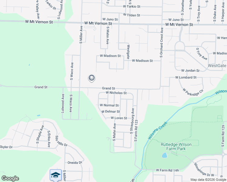 map of restaurants, bars, coffee shops, grocery stores, and more near 4372-4398 West Nicholas Street in Springfield