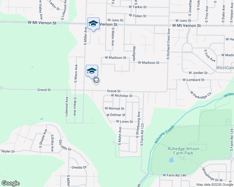 map of restaurants, bars, coffee shops, grocery stores, and more near 4430 West Nicholas Street in Springfield