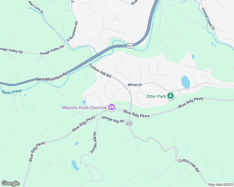 map of restaurants, bars, coffee shops, grocery stores, and more near 5881 Monet Drive in Roanoke