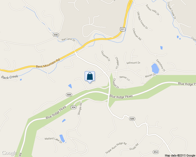 map of restaurants, bars, coffee shops, grocery stores, and more near 5881 Monet Drive in Roanoke