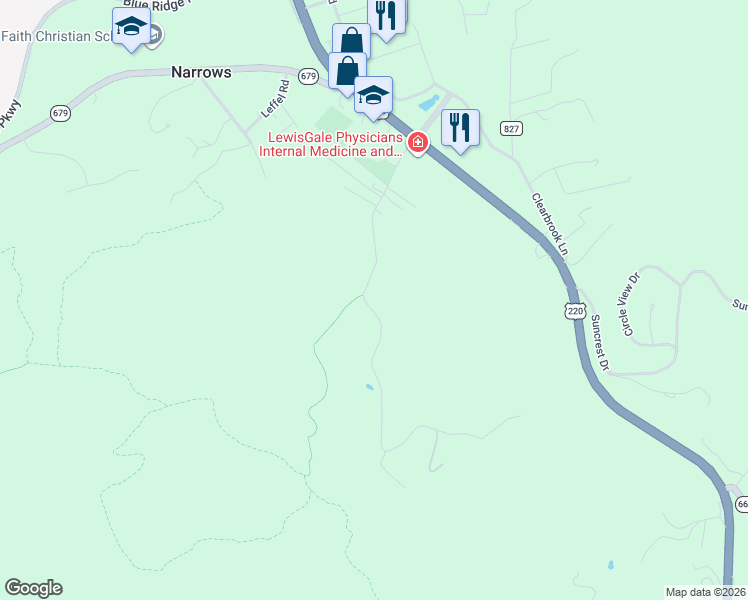 map of restaurants, bars, coffee shops, grocery stores, and more near 5484 Indian Grave Rd SW in Roanoke