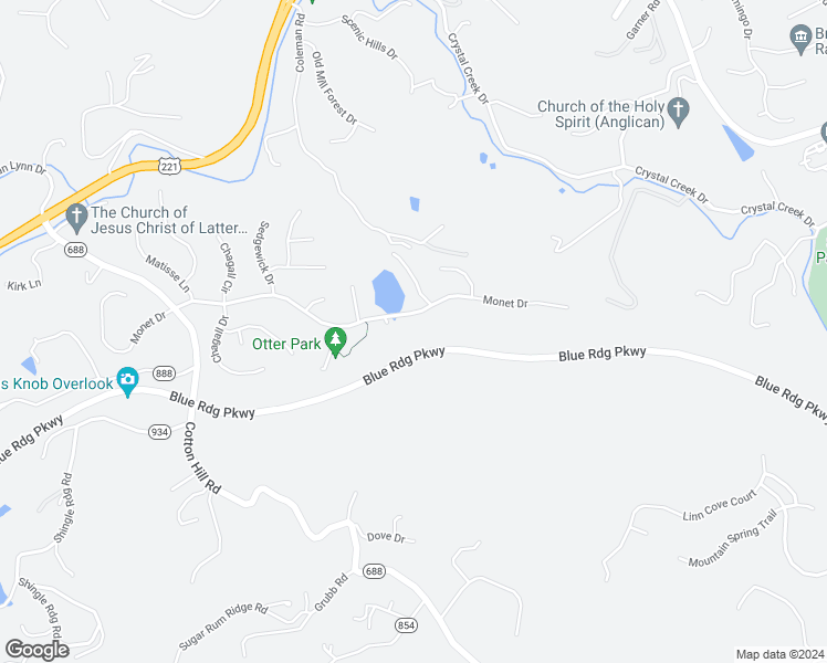 map of restaurants, bars, coffee shops, grocery stores, and more near 6421 Monet Drive in Roanoke